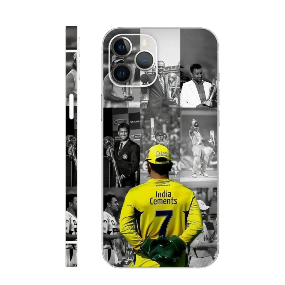 WK-Cricket-2 Dhoni Collage - CSK Back Mobile Skin